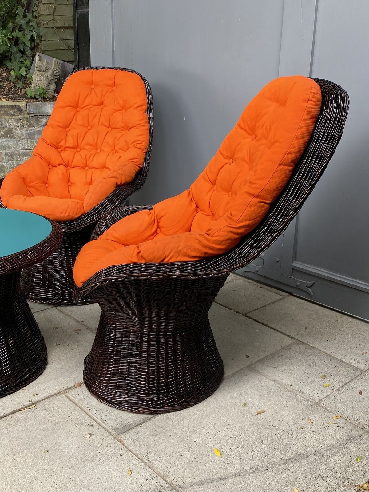 photo buy Set Of Mid Century Rattan Chairs & Table By Rohe Noordwolde, Holland, 1970s