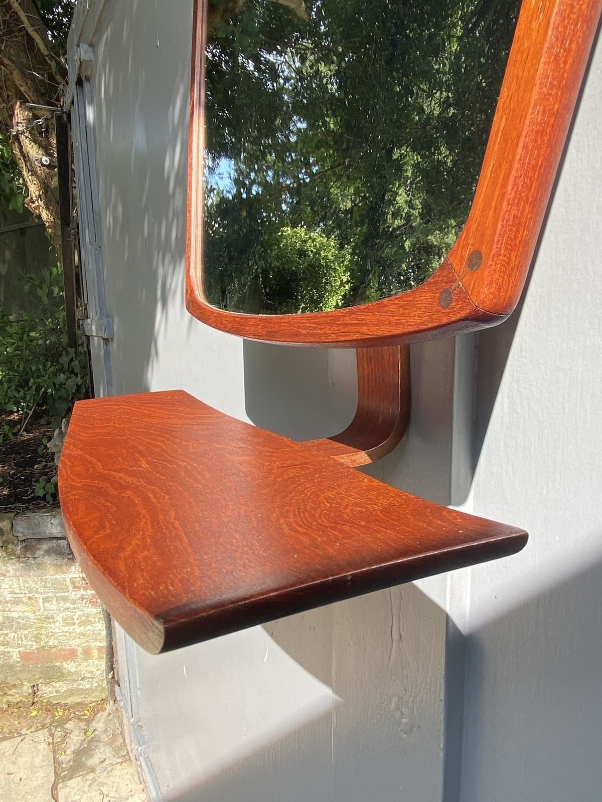 Mid Century Teak Wall Mirror, Made By ‘Idg’ International Designers Group, Denmark, 1960s photo vintage