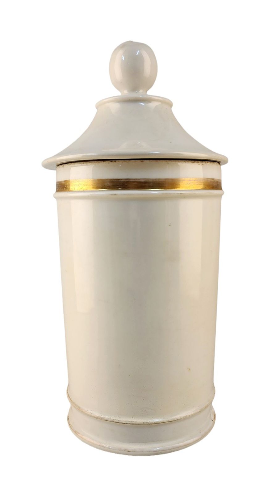 Late 18th Century French Glazed Porcelain Apothecary/Pharmacy Jar With Lid   'Ung: Sulph' photo Home Decor