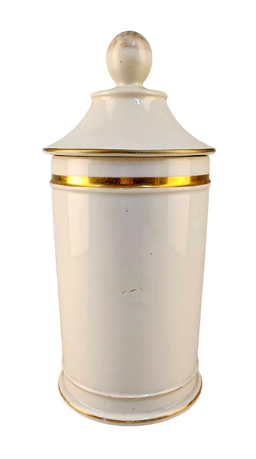 Late 18th Century French Glazed Porcelain Apothecary/Pharmacy Jar With Lid   'Cer: Galeni' photo for sale