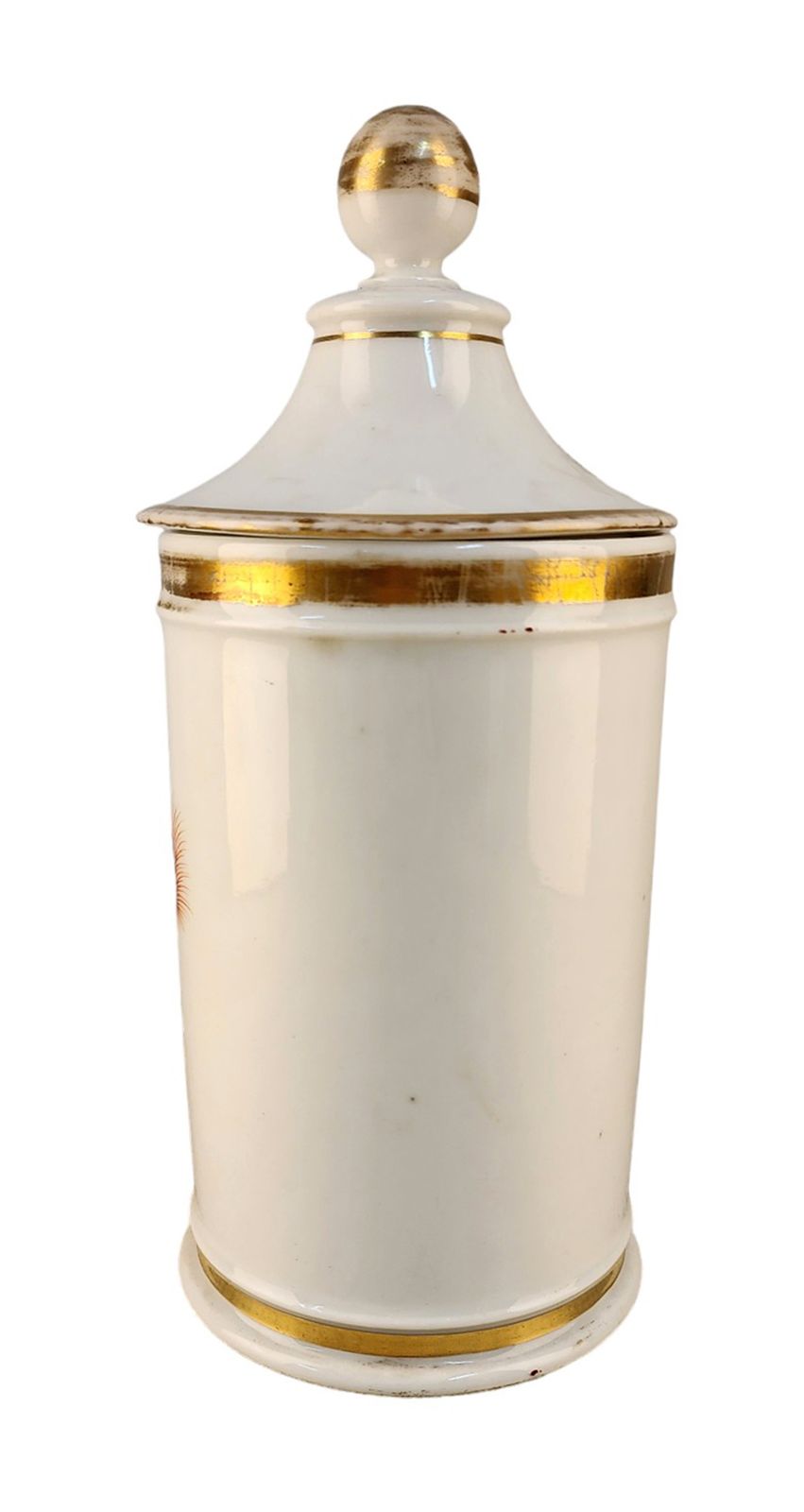 Late 18th Century French Glazed Porcelain Apothecary/Pharmacy Jar With Lid   'Ext Riiabar' photo furniture