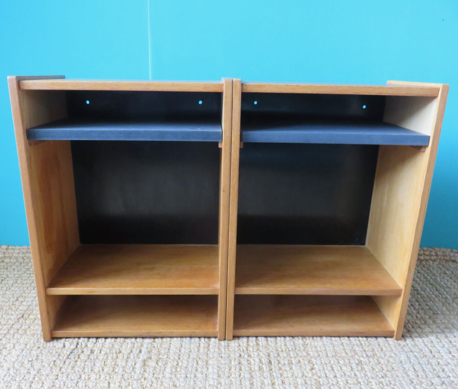 Pair Of Wall Mounted Elm Bedside Tables. Denmark 1980 photo vintage