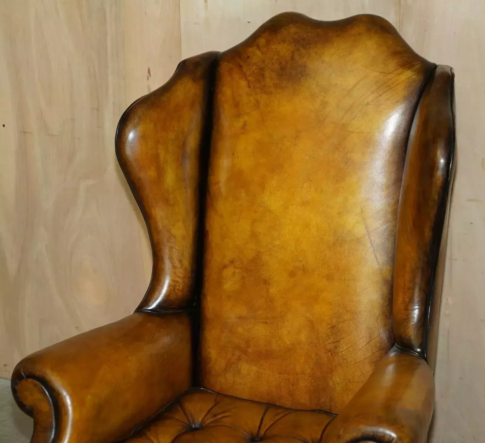 Museum Quality Restored Victorian Brown Leather Chesterfield Wingback Armchair photo Furniture