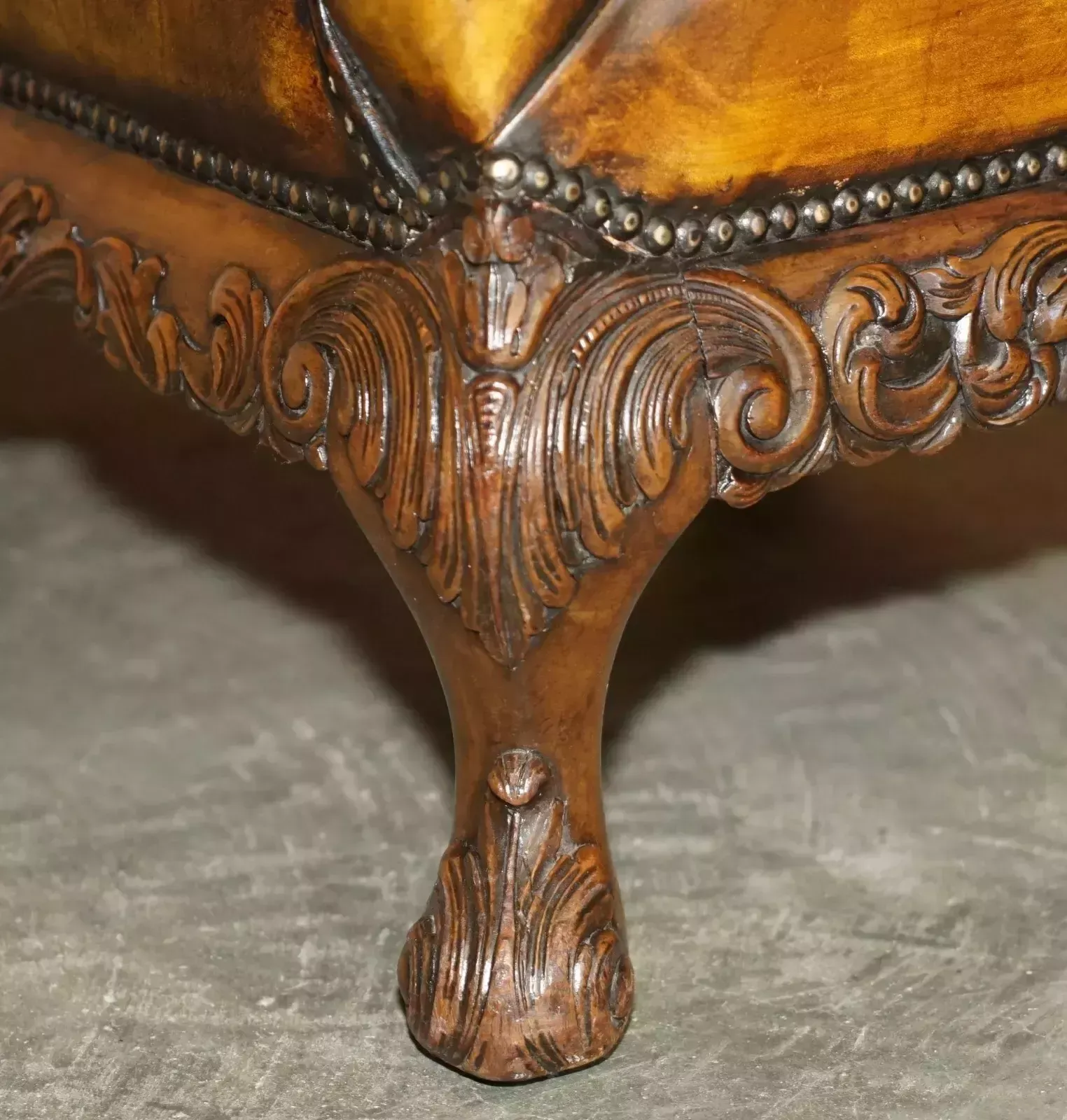 photo for sale Museum Quality Restored Victorian Brown Leather Chesterfield Wingback Armchair