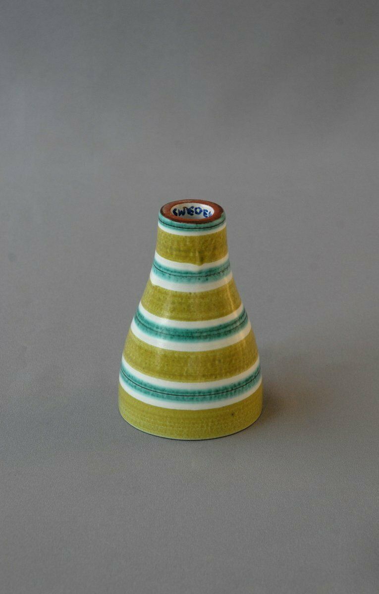Hand Painted Candlestick By Stig Lindberg For Gustavsberg, Sweden, 1950s photo vinterior