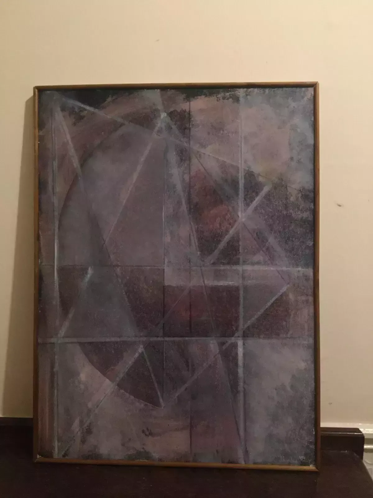 Art Vintage Abstract Oil Painting Large Signed Modernist Art Klee Influence 1980s photo