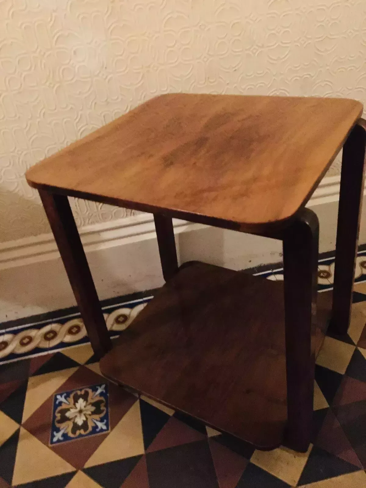 Art Deco Trolley Walnut Veneered Side Table 1930's Drinks Trolley photo vintage