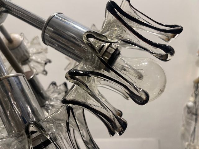 Large Midcentury Murano Mazzega Glass Chandelier 1970’s photo vintage