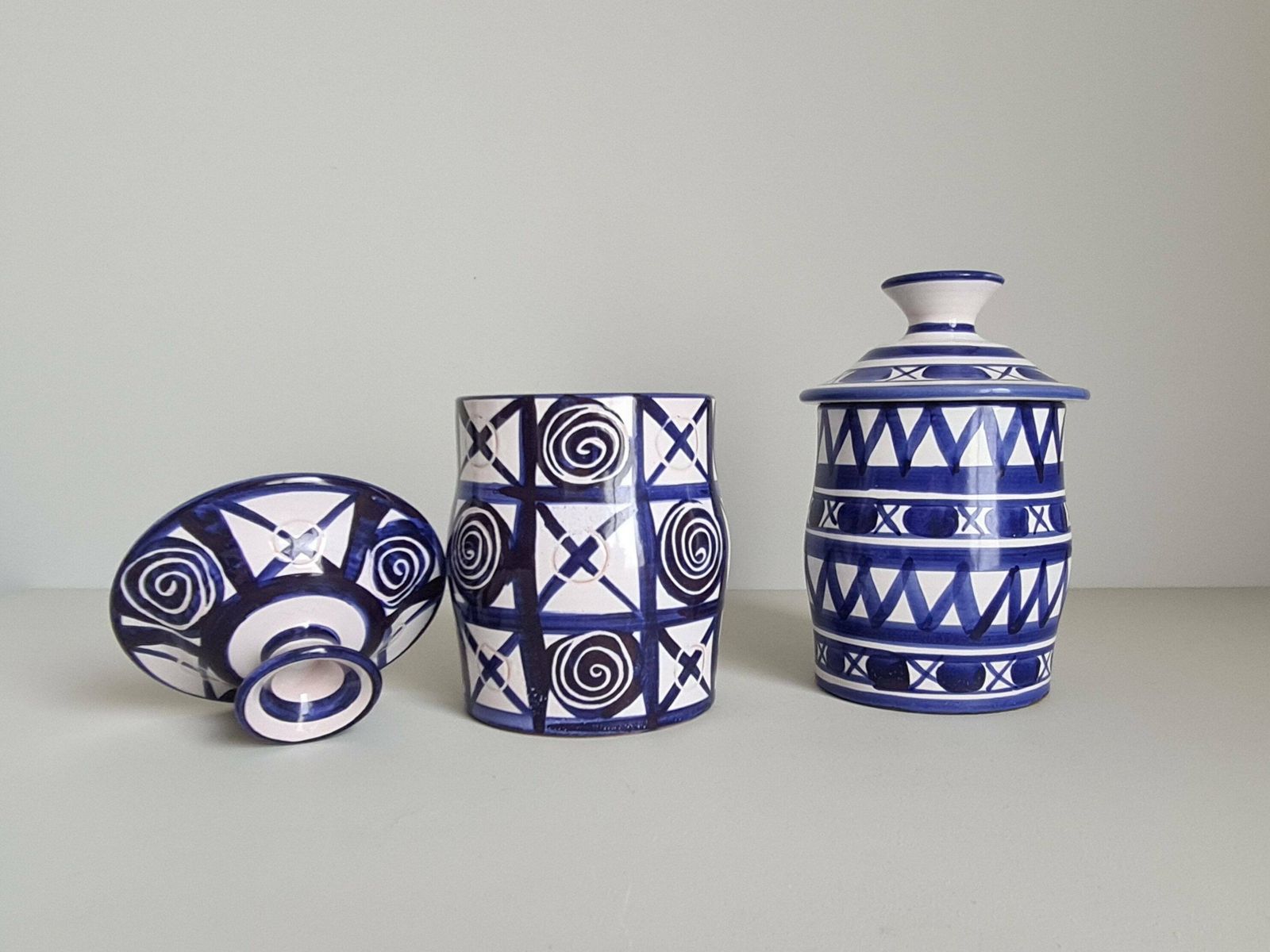 Rare Coffee And Tea Pots Signed R.P. Robert Picault Bleu Vallauris/ 1950 / Ceramic / Vintage / French Riviera / Mediterranean Style / 20th photo Home Decor