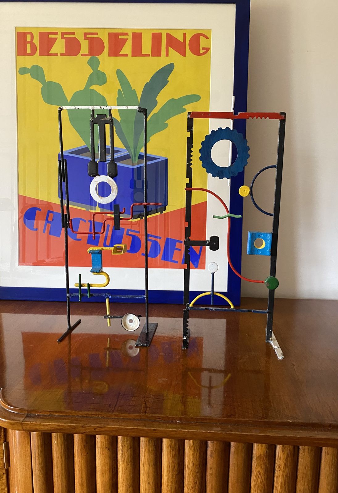 Modern Abstract Lacquered Metal Set Of 2 Sculptures, France Ca. 1930 photo buy