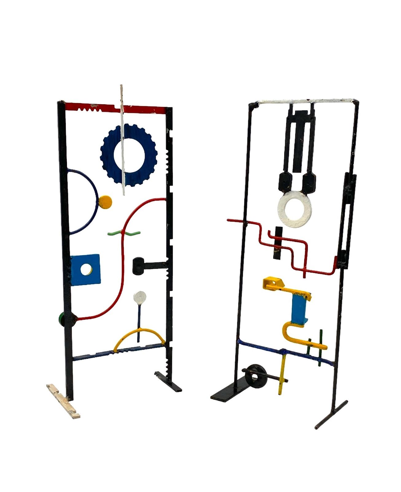 Modern Abstract Lacquered Metal Set Of 2 Sculptures, France Ca. 1930
