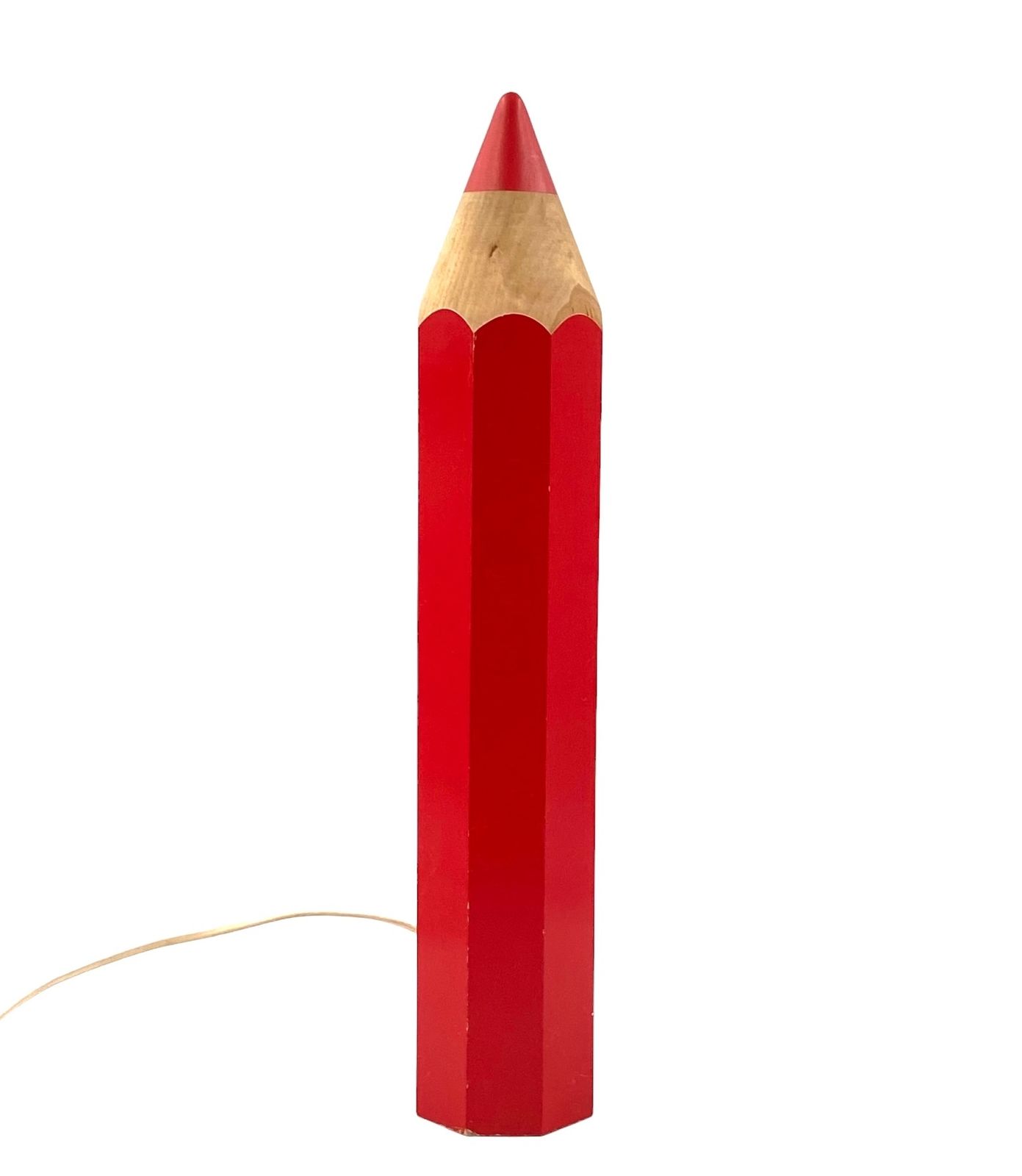 photo furniture Michel Aroutcheff, Postmodern Red Pencil Table Lamp, Ed. Vilac France 1980s