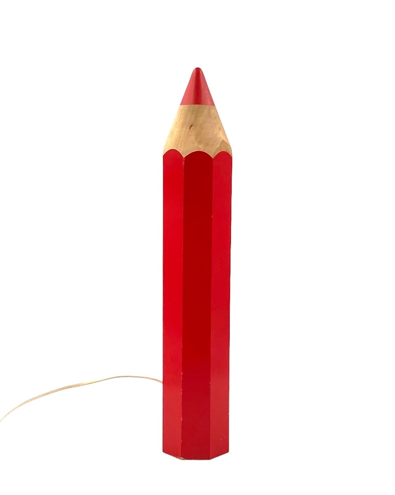Michel Aroutcheff, Postmodern Red Pencil Table Lamp, Ed. Vilac France 1980s