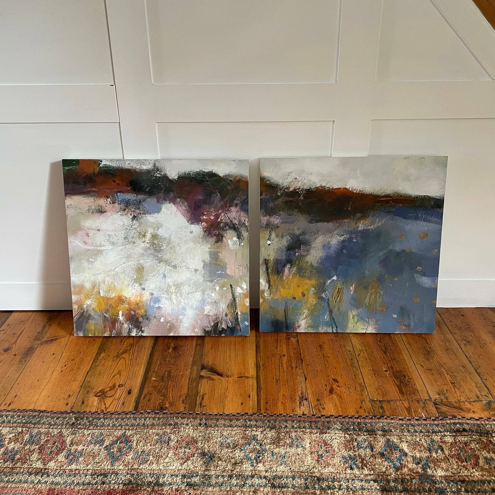 Abstract Painting Picture Vintage Andy Waite Blackberry & Apple 2015 Hand Painted Art Original Drawing Boxed Framed Landscape