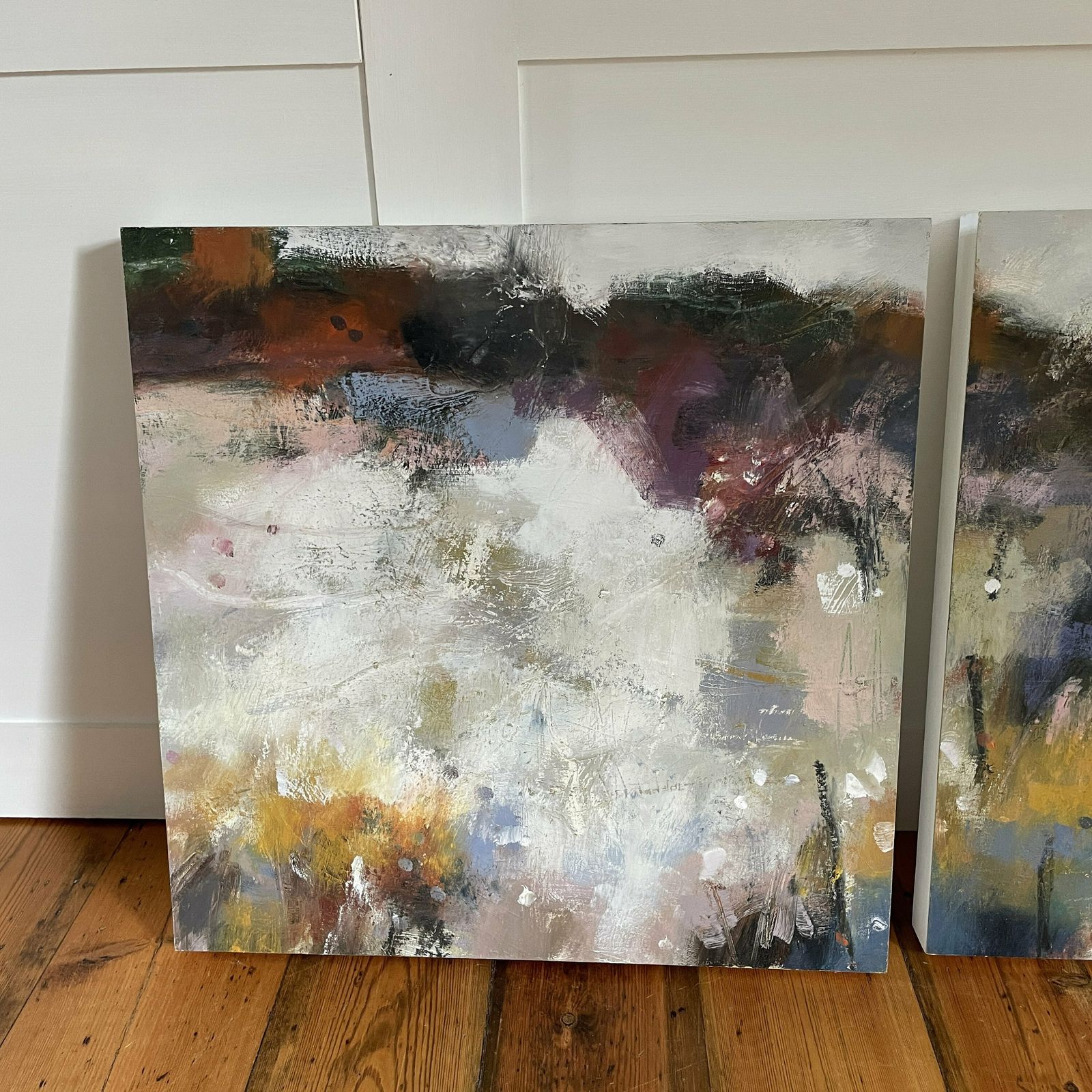 Abstract Painting Picture Vintage Andy Waite Blackberry & Apple 2015 Hand Painted Art Original Drawing Boxed Framed Landscape photo for sale