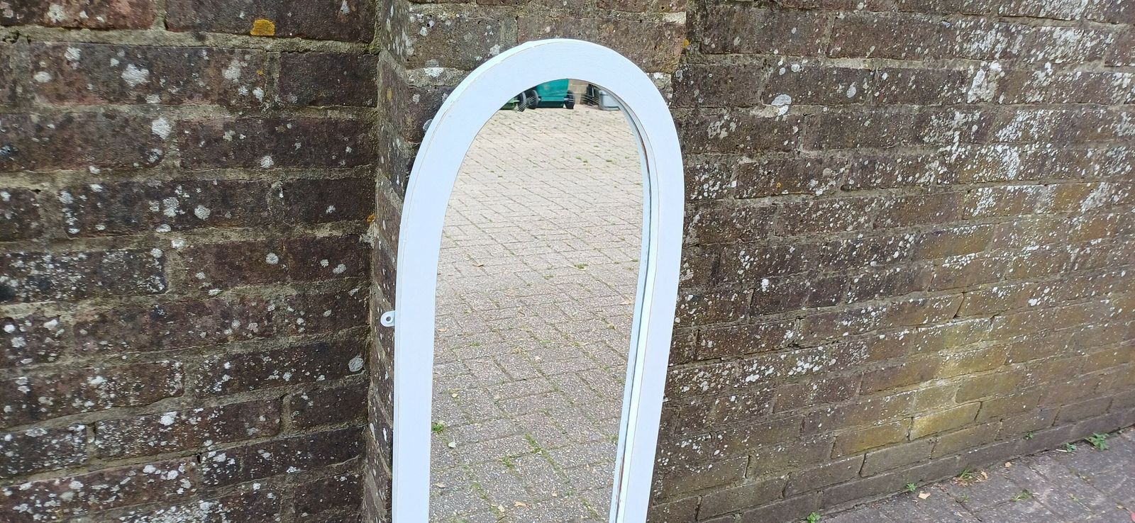 Large Painted Shabby Chic Mirror In Farrow And Ball Light Blue. photo vinterior