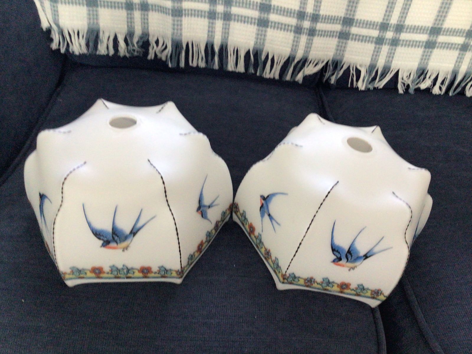 Pair Of Beautiful Antique Ceramic Ceiling Lights