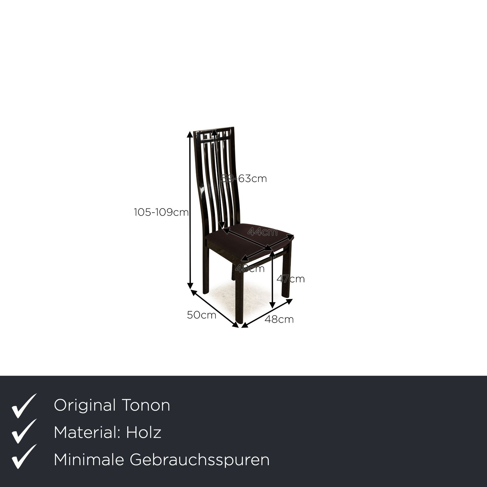 Lot de 8 chaises Tonon en bois noir photo furniture