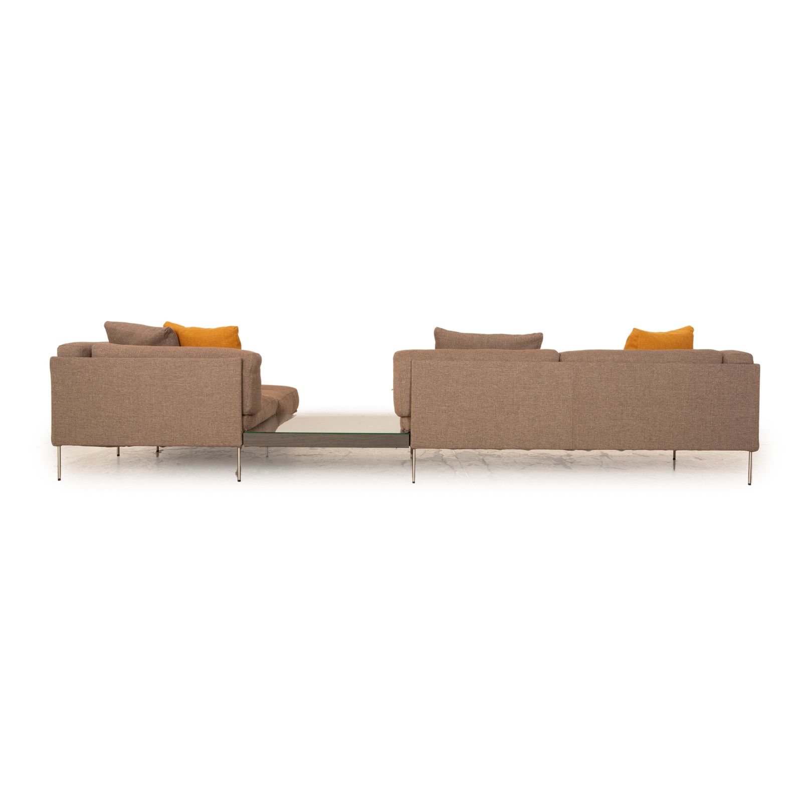 photo furniture Canapé d'angle Living Divani Rod XL en tissu brun beige, récamière droite