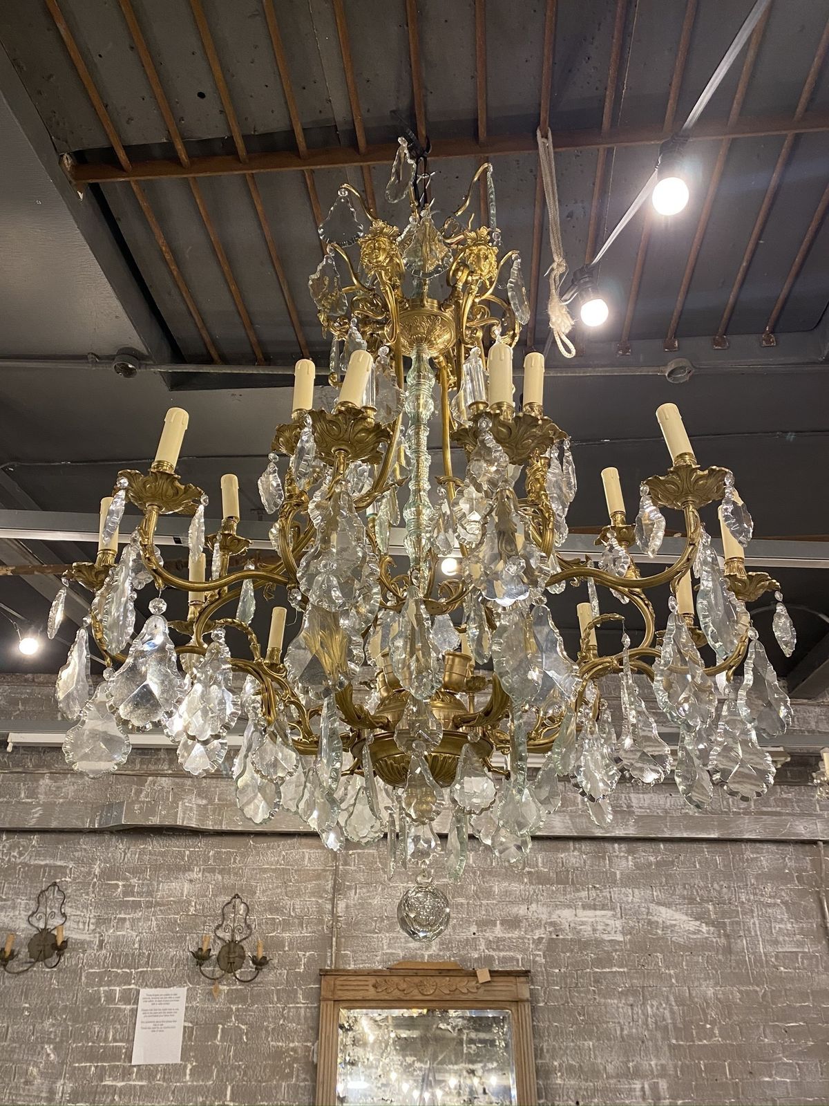 Stunning, Very Large, Bronze French Chandelier, Matching Pair photo for sale