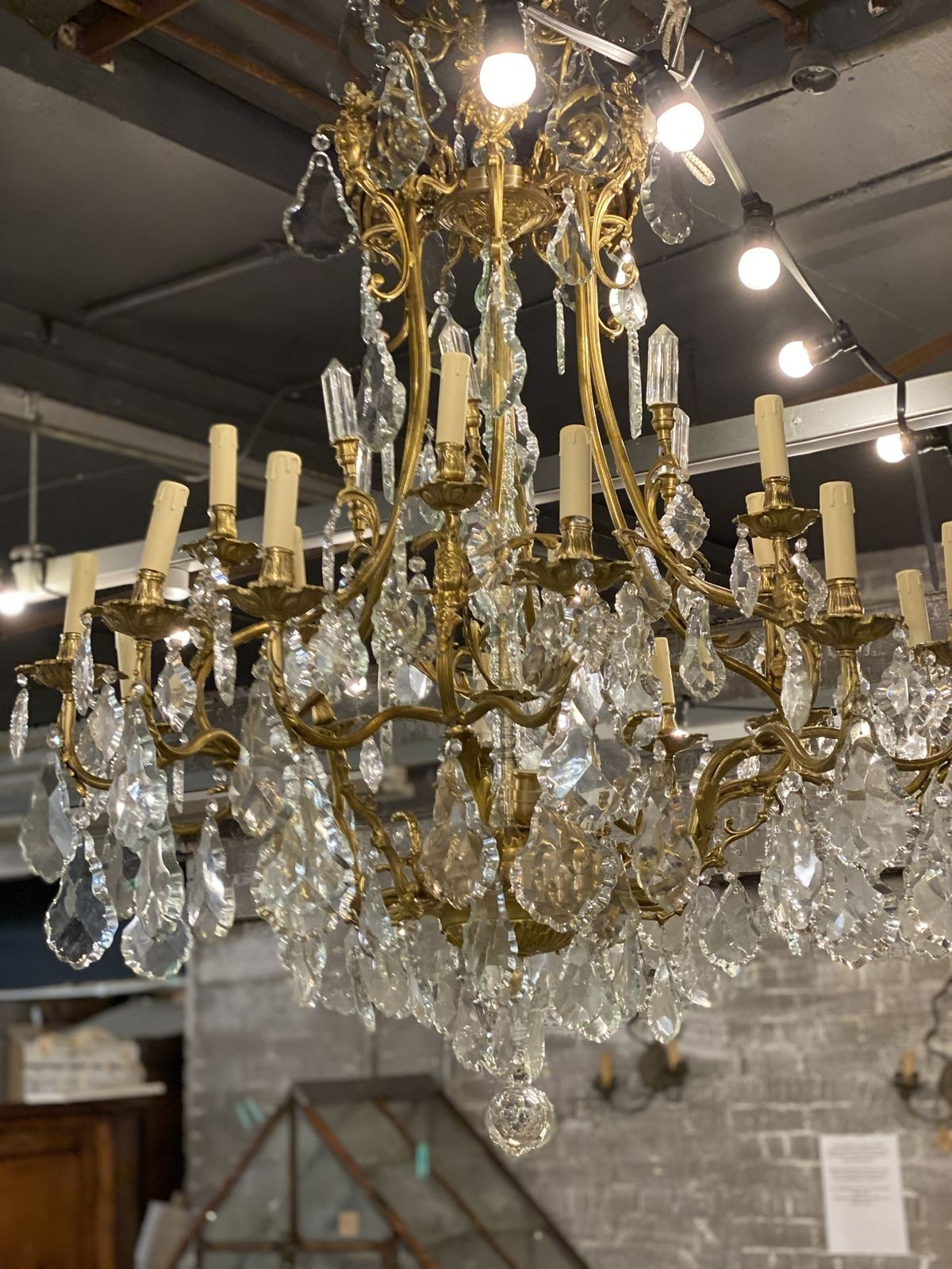 Stunning, Very Large, Bronze French Chandelier, Matching Pair photo buy