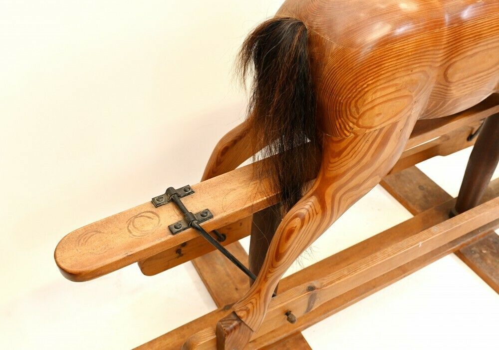 Antique Rocking Horse Carved Wood 1930 Childrens Toys photo vinterior