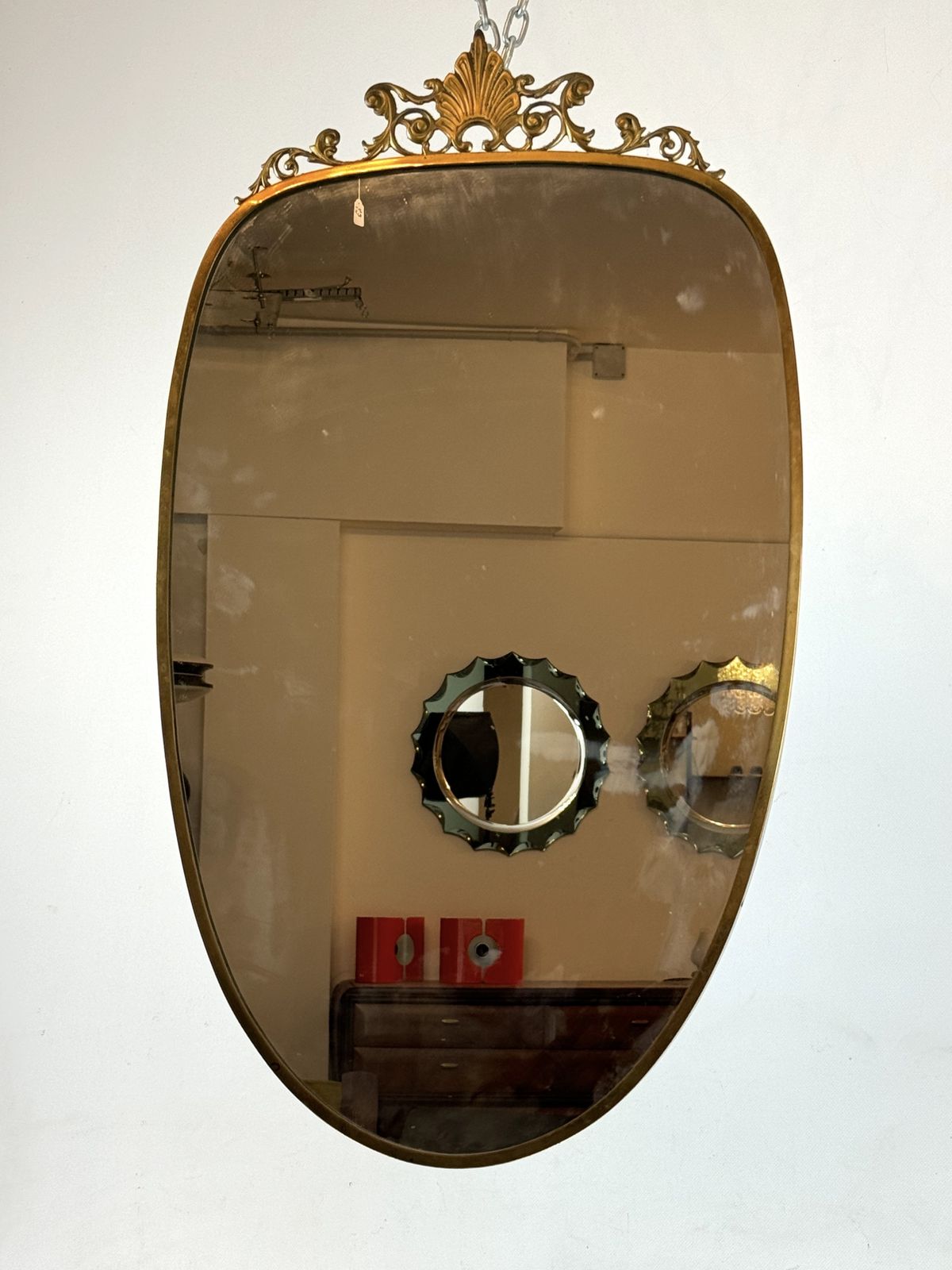Gio Ponti Style, Mid Century Mirror In Brass. Italy 1950s photo 1560.0