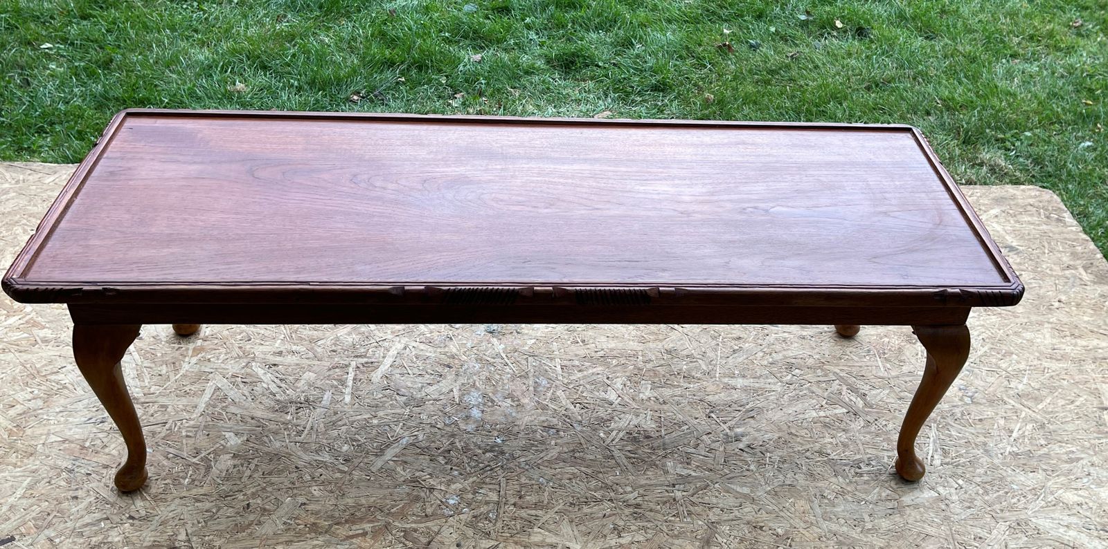 Bespoke Handmade & Hand Carved Wood Honey Coffee Table Queen Anne Legs photo furniture