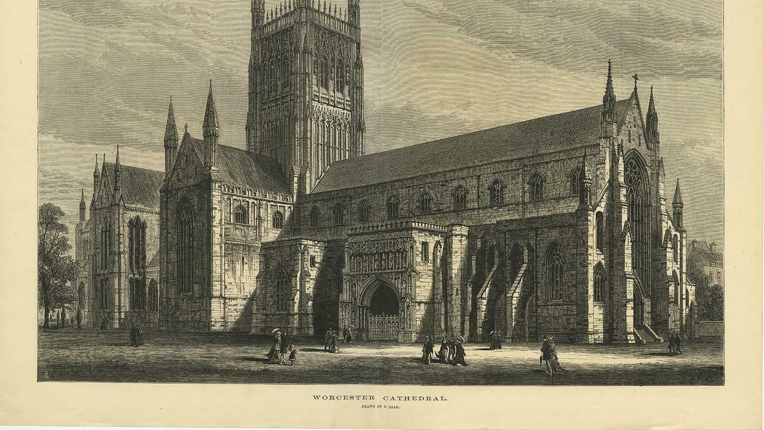 Antique Print Of Worcester Cathedral From The Illustrated London News, 1880 photo Art