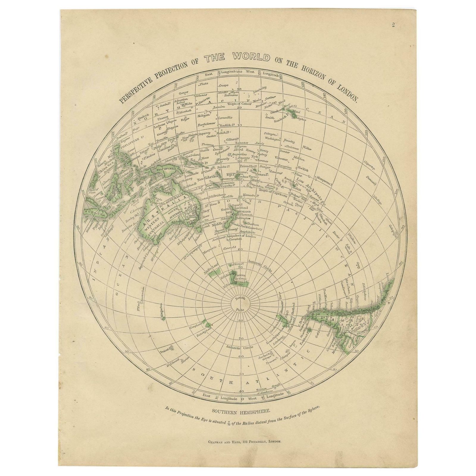 Antique Map Of The Southern Hemipshere By Lowry '1852'