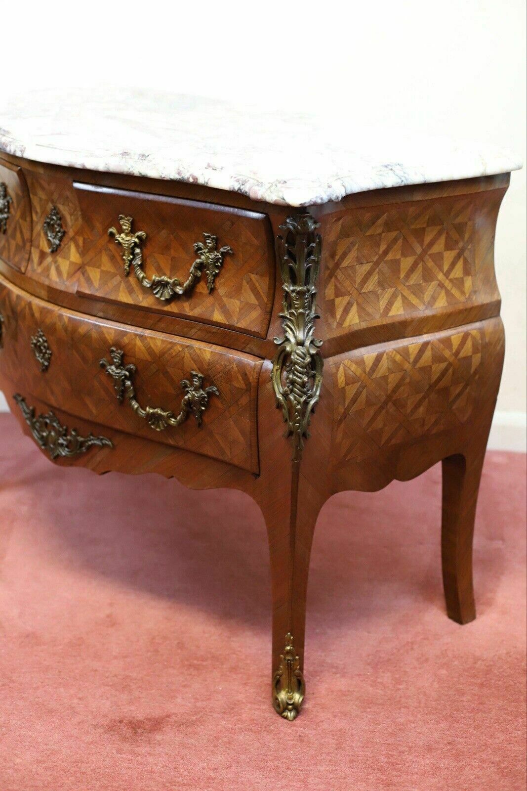 5000.0 Stunning French Kingwood Parquetry Veneered Three Drawer Commode photo