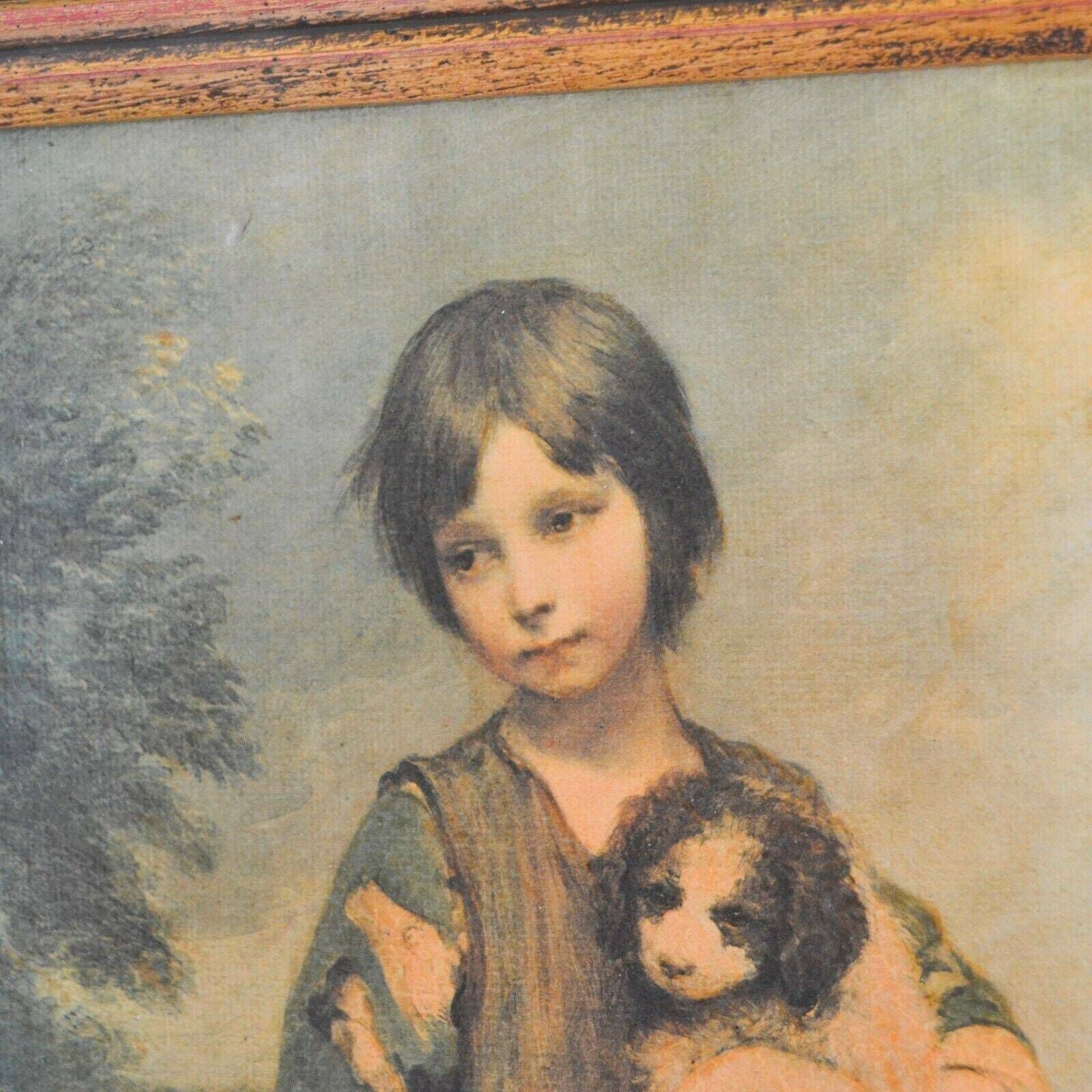 Framed Reproduction Of Cottage Girl And Dog By Thomas Gainsborough Print Canvas photo for sale