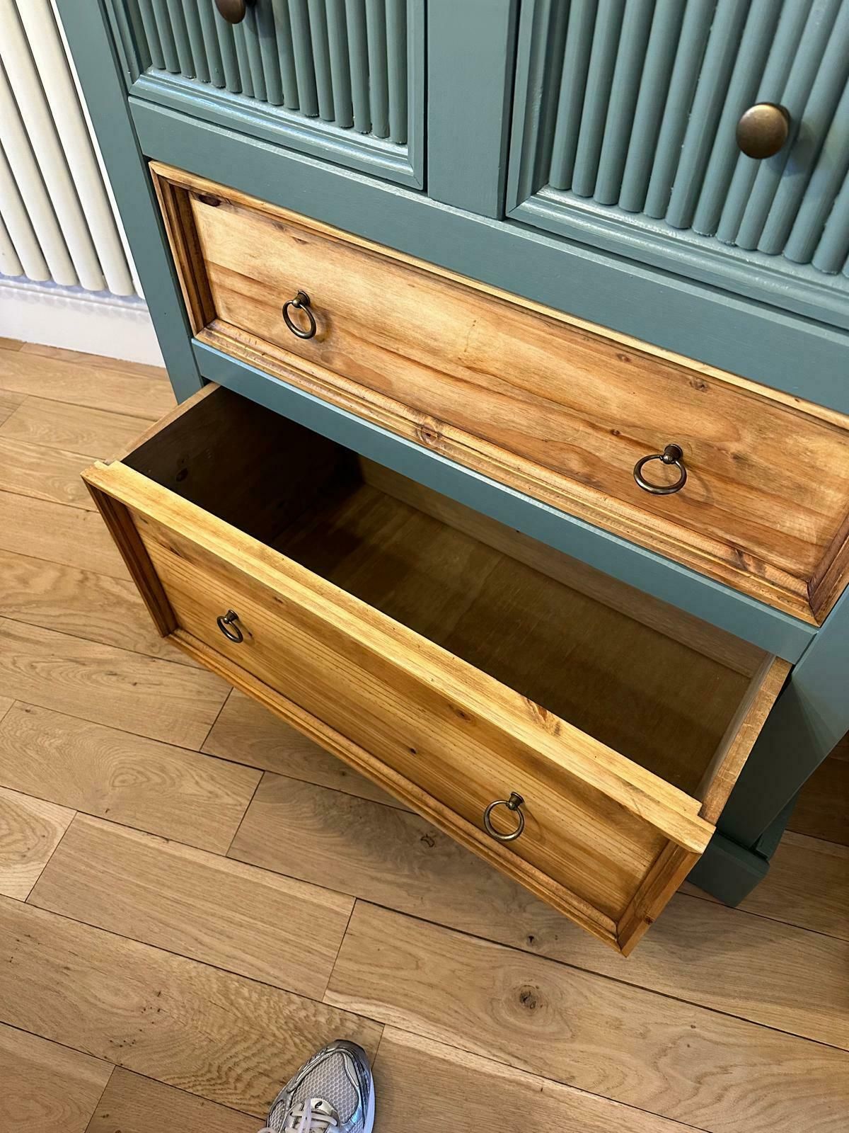 Hand Painted Upcycled Chest Of Drawers   Solid Wood In Green Smoke By Farrow & Ball photo 345.0