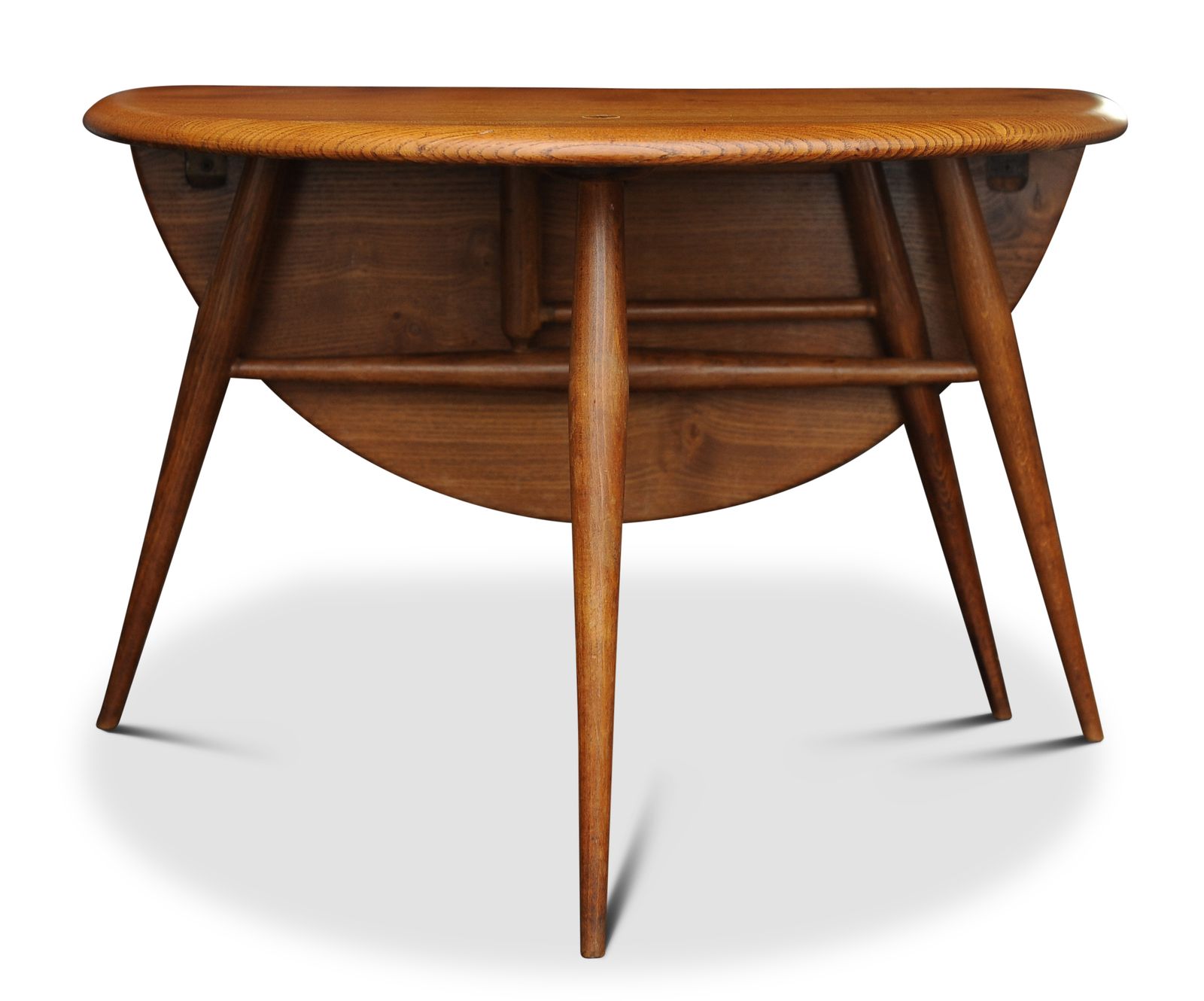 Mid Century Hand Crafted Ercol Elm Drop Leaf Circular Coffee Table Made In England 1960's Ol photo Furniture