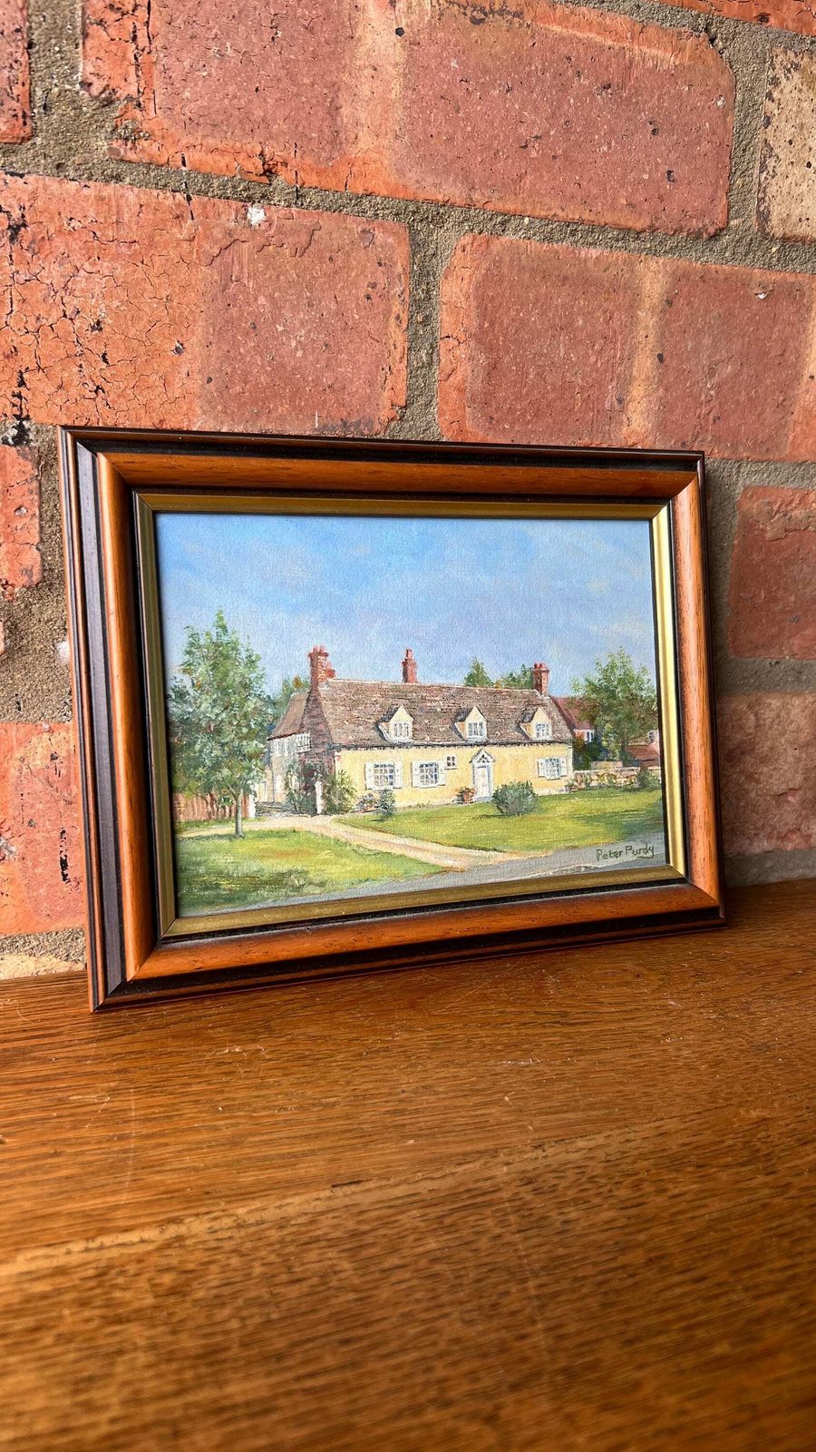 photo furniture Original Oil Painting “251 The Limes” Cottage House In Brampton, Huntingdon By Peter Purdy