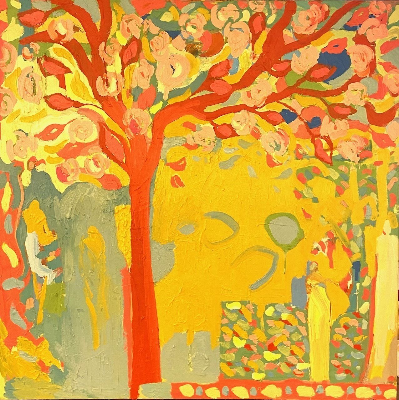Camellia Tree: Large Abstract Expressionist Oil Painting By Paul Wadsworth