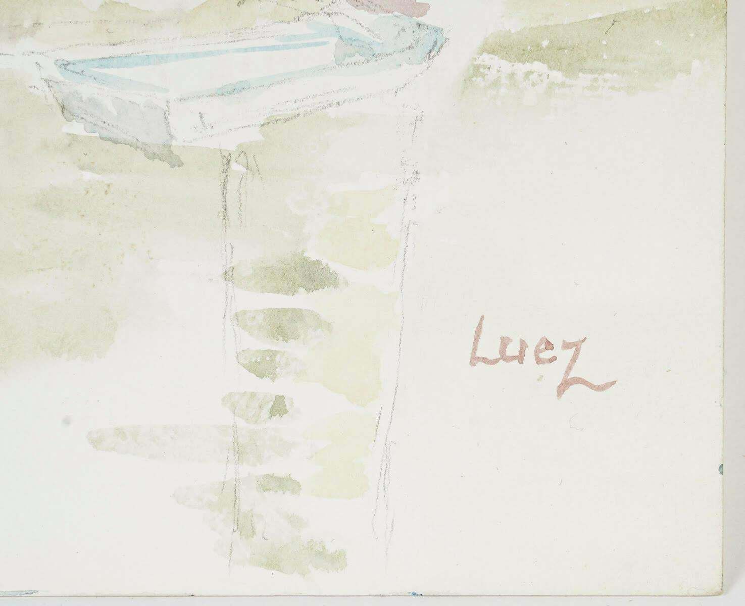 Watercolour On Paper By Evelyne Luez, 20th Century. photo furniture