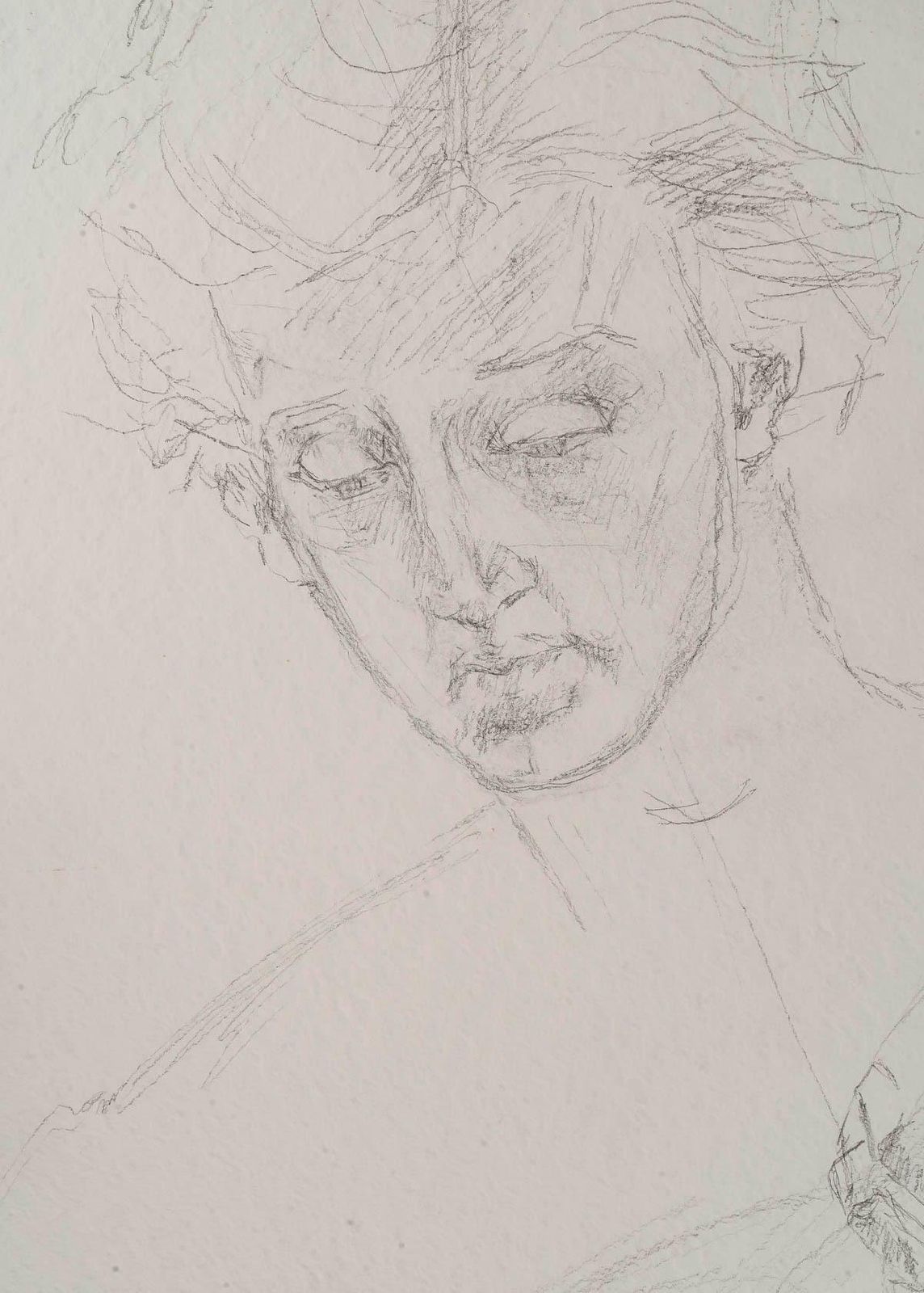 Drawing On Paper, Preparatory Drawing, Man With Balalaika, 20th Century. photo Art