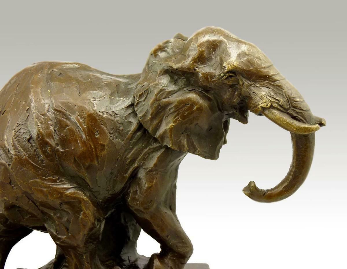 Sculpture Of An Elephant In Patinated Bronze, 20th Century. photo furniture