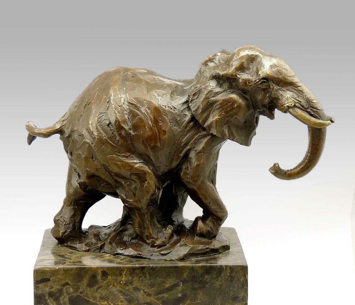 Sculpture Of An Elephant In Patinated Bronze, 20th Century. photo for sale