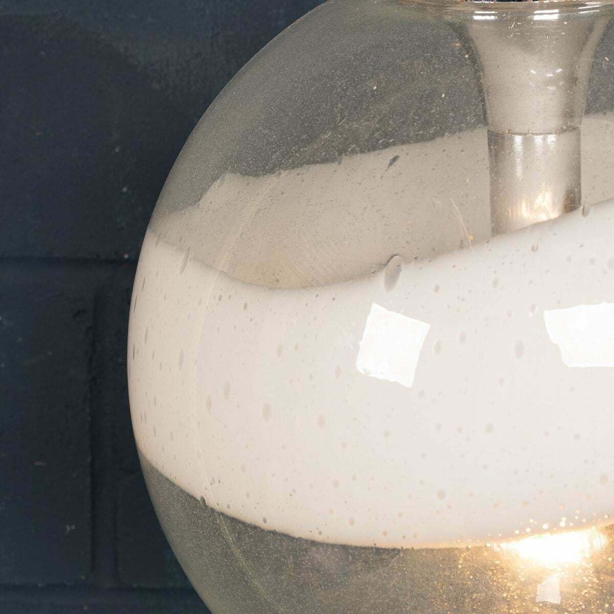 photo for sale 20th Century Italian White & Clear Murano Glass Pendant Lamp C.1970