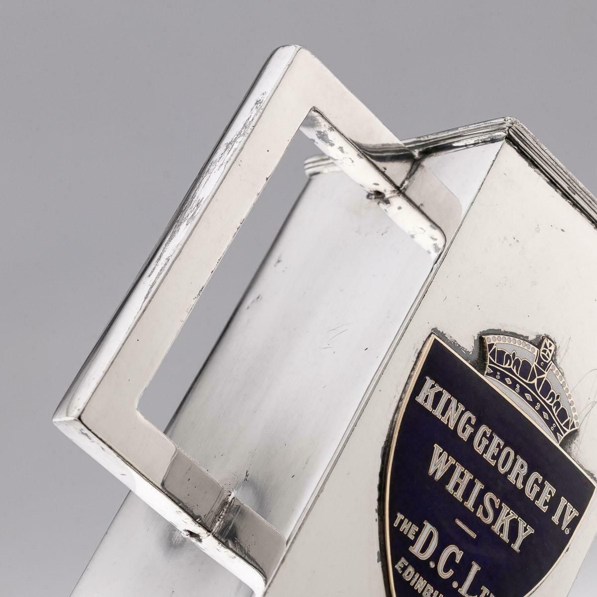 photo vintage Antique 20thc Art Deco Silver Plated & Enamel Water Jug, King George IV Whisky