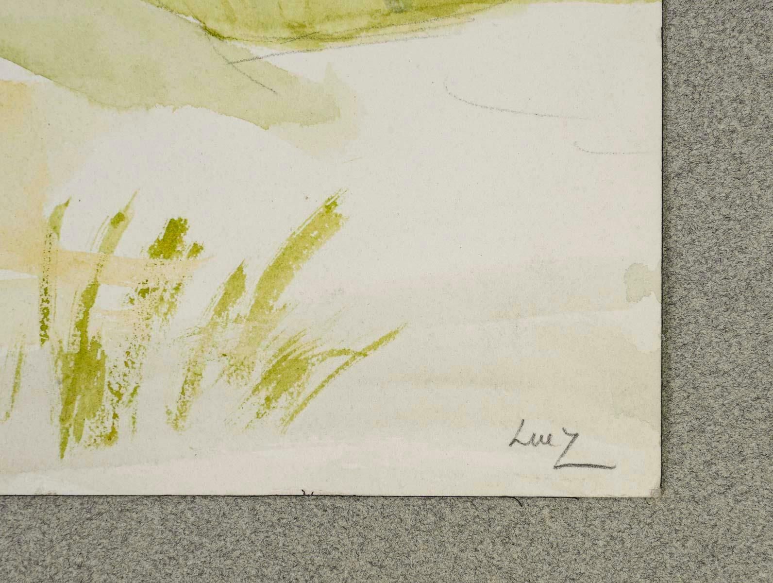 Watercolour On Paper By Evelyne Luez, 20th Century. photo 418.0