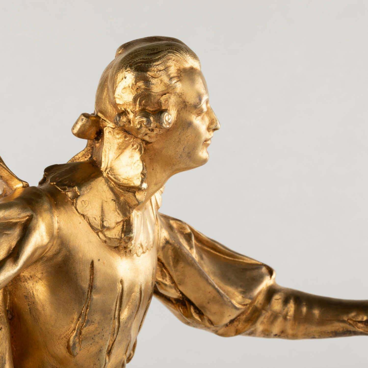 photo for sale Sculpture In Gilt Bronze And Marble Base By Paul Ducuing, 19th Century.