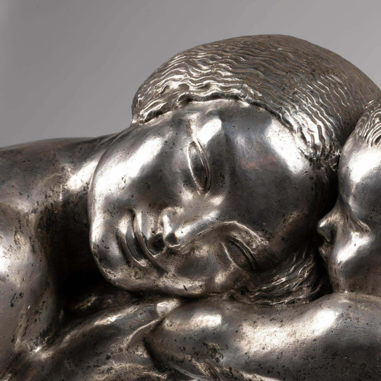 Large Silver Plated Bronze Sculpture By Pierre Traverse, Circa 1930, Art Deco. photo buy