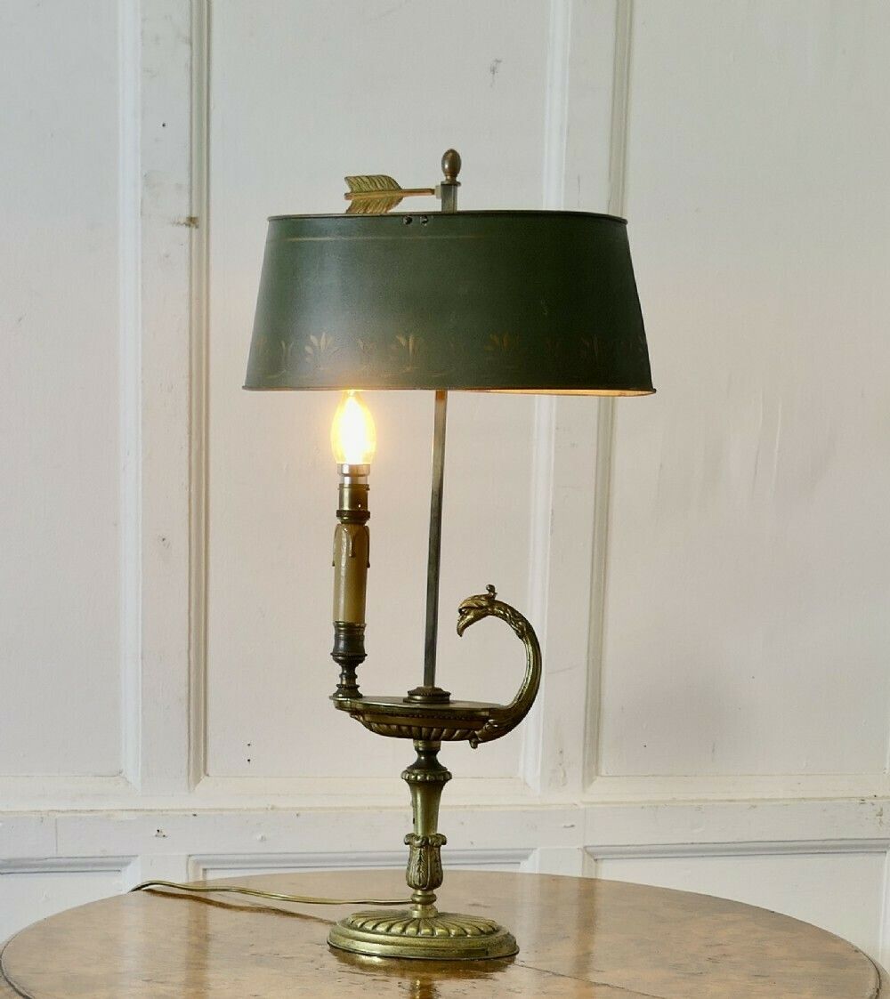 French Painted Toleware And Brass Desk Lamp photo furniture