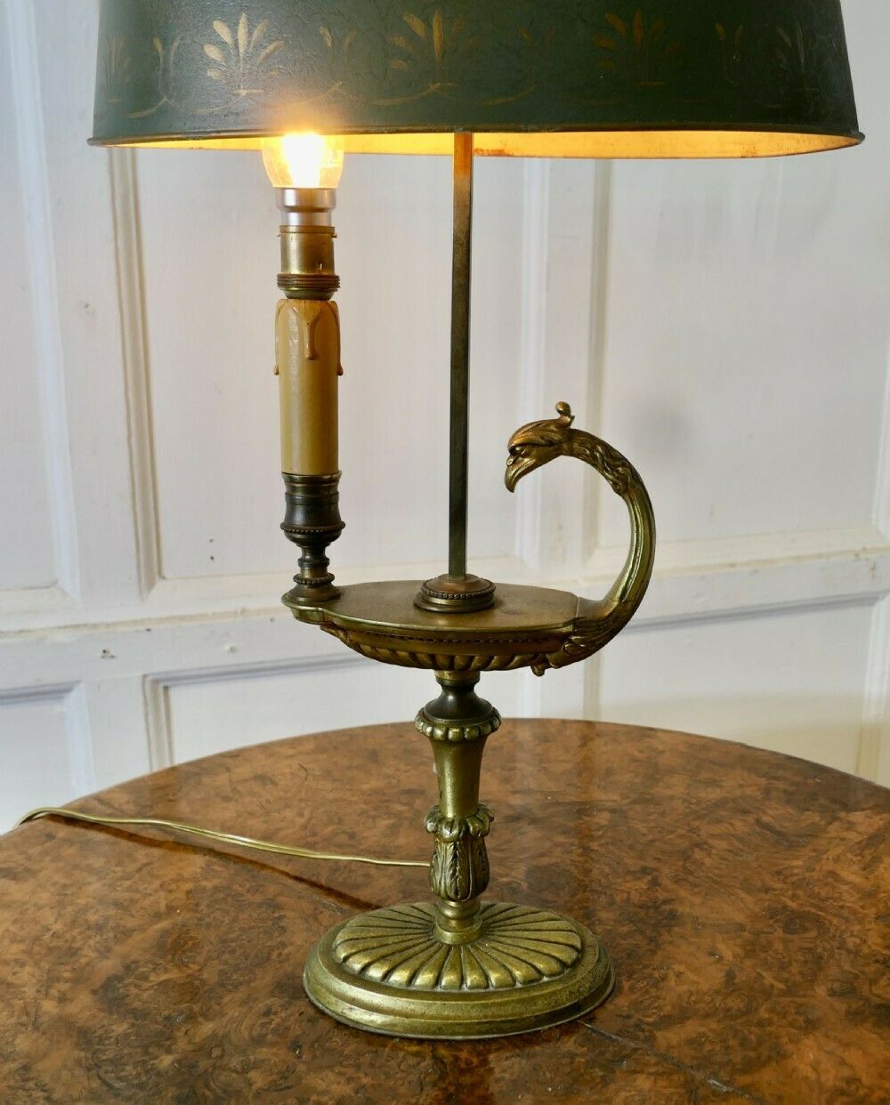 French Painted Toleware And Brass Desk Lamp photo 1320.0