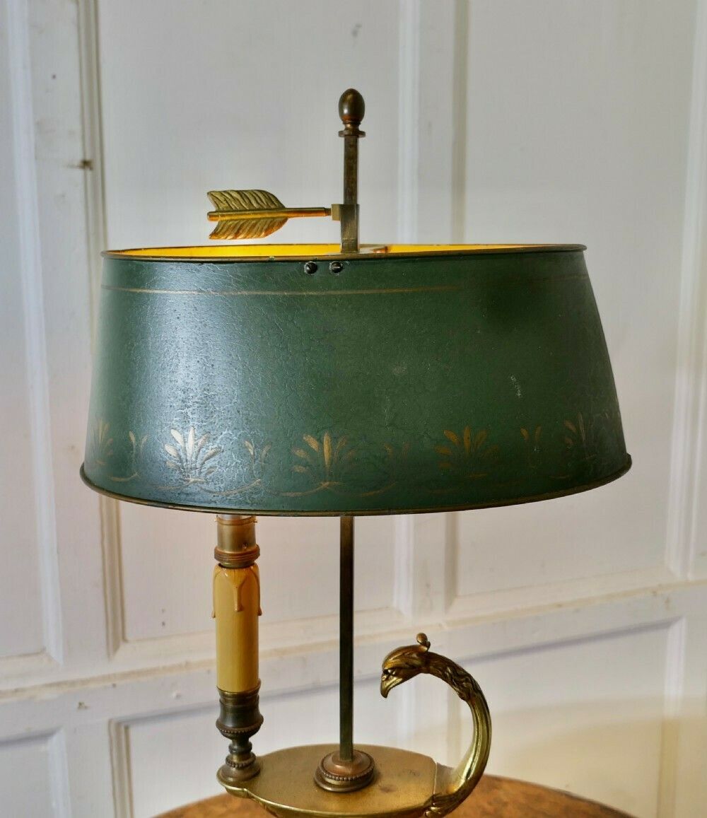 French Painted Toleware And Brass Desk Lamp photo buy