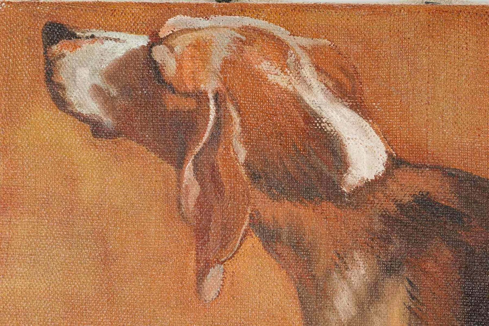 Painting, Oil On Canvas Representing A Hunting Dog, 1990. photo furniture