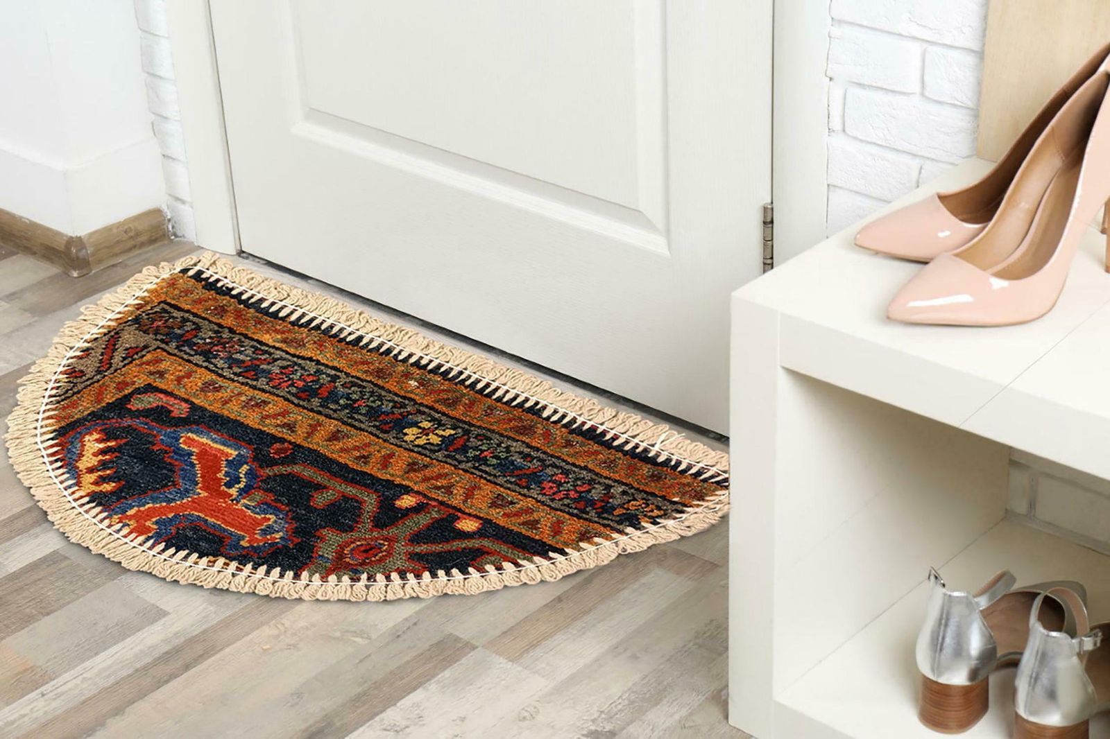 Handmade Rug Doormat Oriental Rug Half Circular Interior Carpet Mat Entrance Way photo buy
